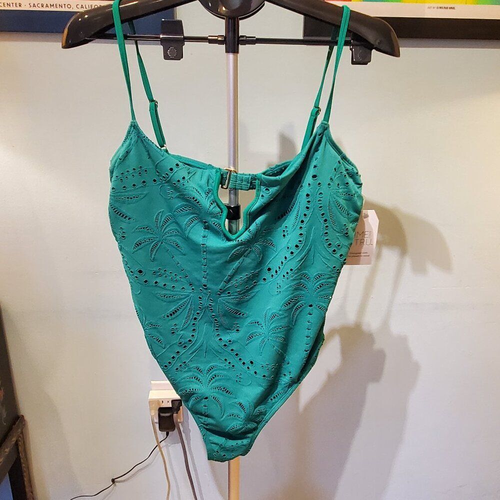 NWT. Time & Tru. Green One Piece Swimsuit. XL, Women's Swim, Summer, Pool Beach